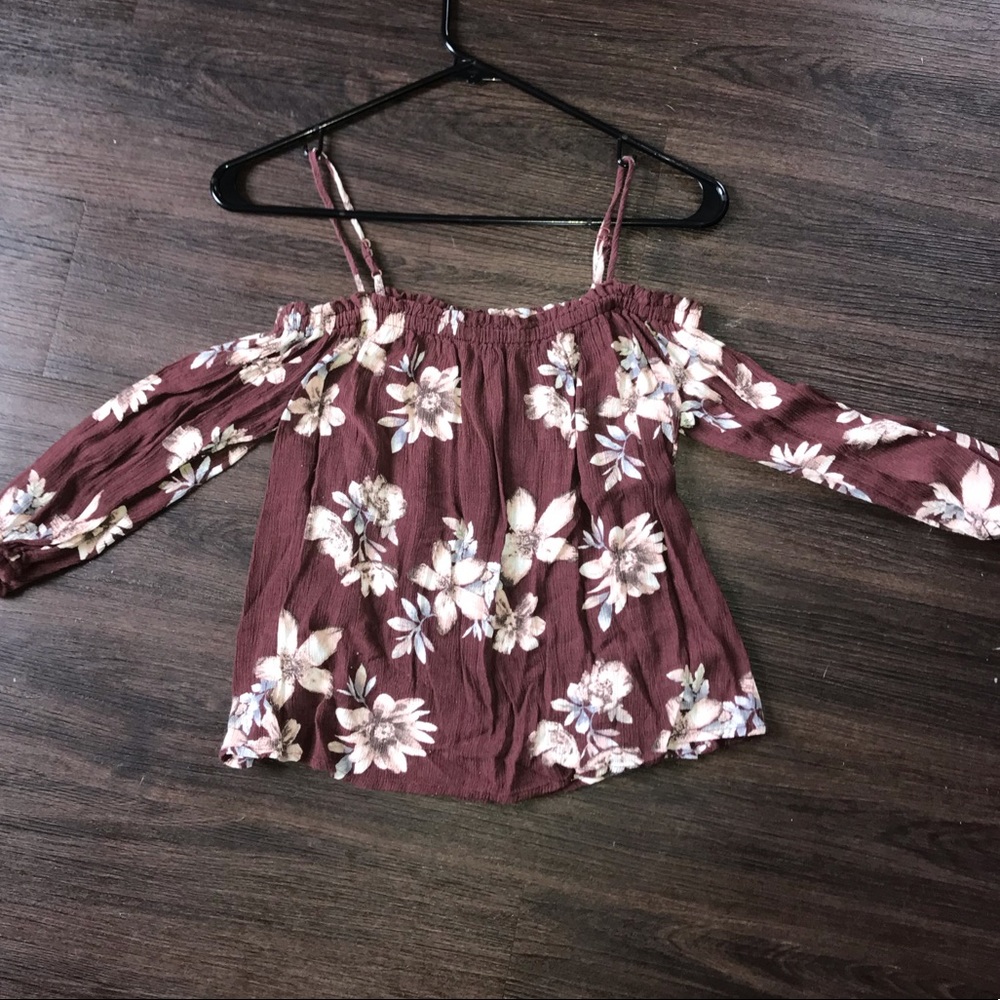 cold shoulder, spaghetti strap blouse